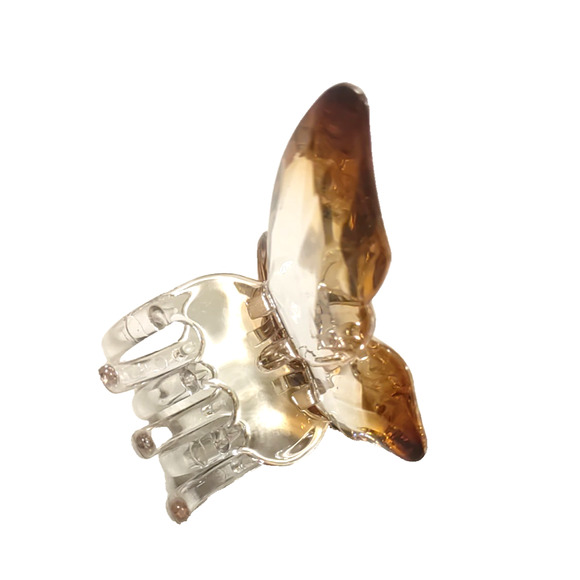 Butterfly Hair Clip Clasp Clear To Brown Hombre Plastic - Picture 4 of 6